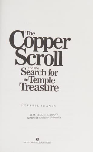 Cover of The Copper scroll and the search for the Temple treasure by Hershel Shanks