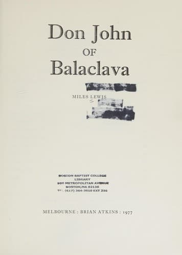 Cover of Don John of Balaclava by Miles Lewis