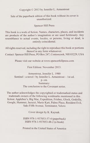 Cover of Sentinel by Jennifer L. Armentrout
