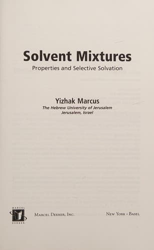 Cover of Solvent mixtures by Y Marcus