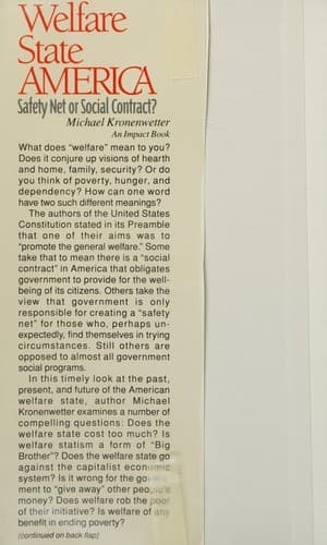 Cover of Welfare State America by Michael Kronenwetter