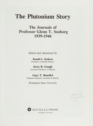 Cover of The plutonium story by Glenn Theodore Seaborg