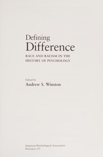Cover of Defining difference by [name missing]