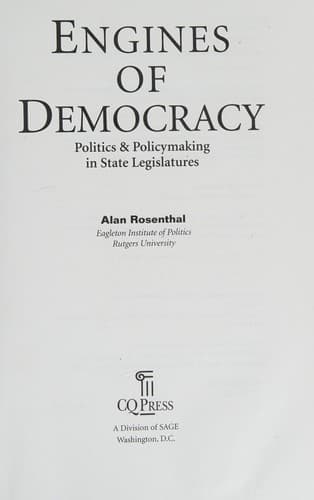 Cover of Engines of democracy by Rosenthal, Alan