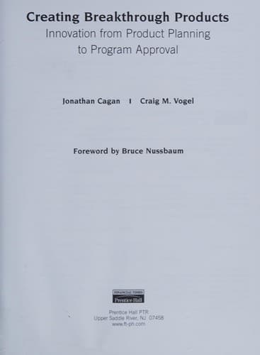 Cover of Creating breakthrough products by Jonathan Cagan