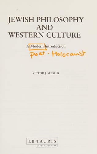 Cover of Jewish philosophy and western culture by Victor J. Seidler