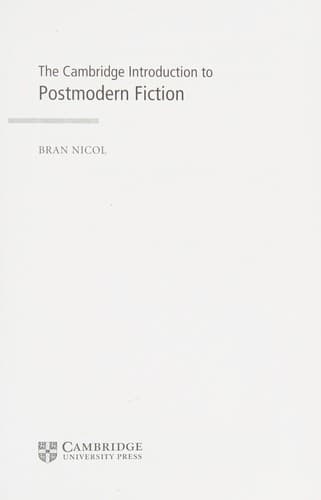 Cover of The Cambridge introduction to postmodern fiction by Bran Nicol