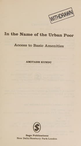 Cover of In the name of the urban poor by Amitabh Kundu