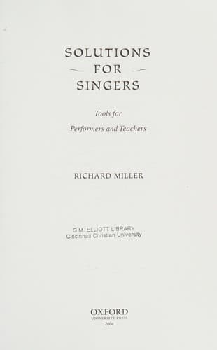 Cover of Solutions for singers by Richard Miller