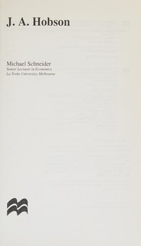 Cover of J.A. Hobson by Schneider, Michael