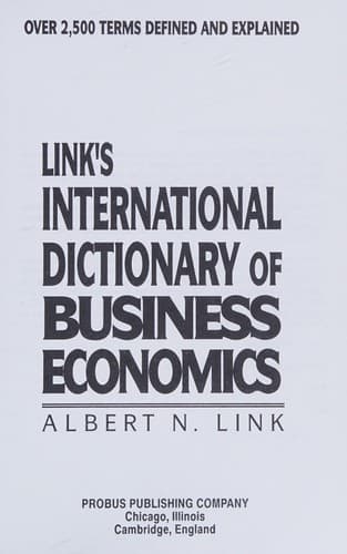 Cover of Link's international dictionary of business economics by Albert N. Link