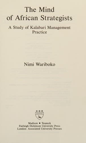 Cover of The mind of African strategists by Nimi Wariboko