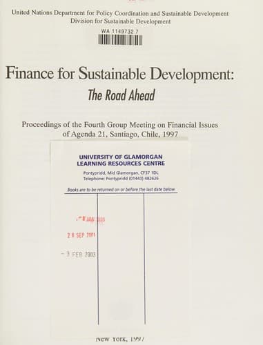 Cover of Finance for sustainable development by Expert Group Meeting on Financial Issues of Agenda 21 (4th 1997 Santiago, Chile)