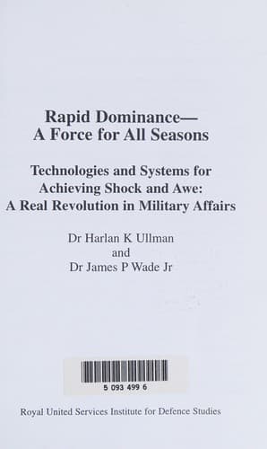 Cover of Rapid dominance, a force for all seasons by Harlan Ullman