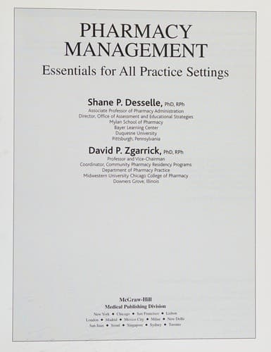 Cover of Pharmacy management by Shane P. Desselle