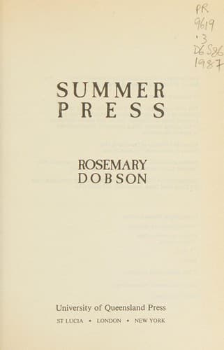 Cover of Summer press by Rosemary Dobson