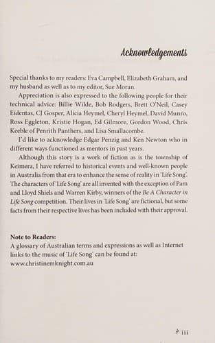 Cover of Life Song by Christine M. Knight