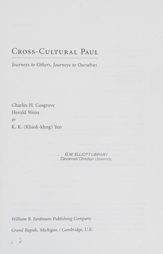 Cover of Cross-cultural Paul by Charles H. Cosgrove