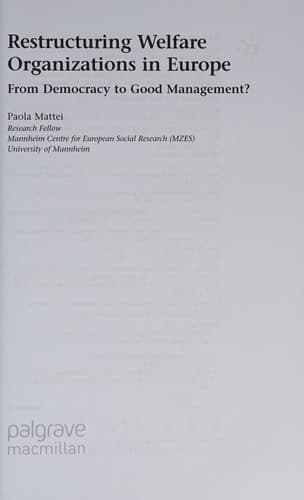 Cover of Restructuring welfare organizations in Europe by Paola Mattei