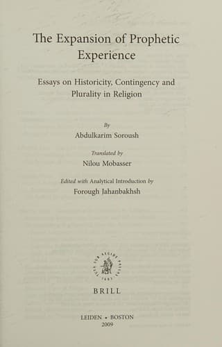 Cover of Expansion of prophetic experience by ʻAbd al-Karīm Surūsh