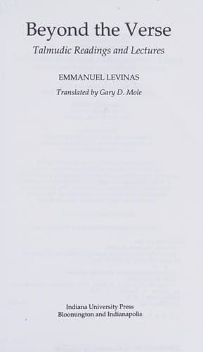 Cover of Beyond the verse by Emmanuel Levinas