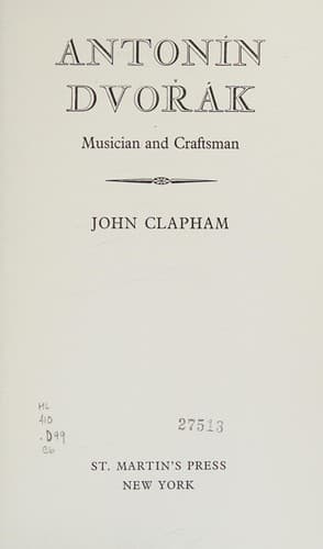 Cover of Antonin Dvorak by John Clapham