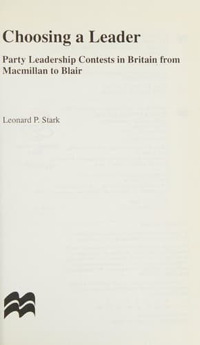Cover of Choosing a leader by Leonard P. Stark
