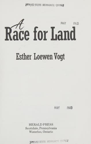 Cover of A race for land by Esther Loewen Vogt