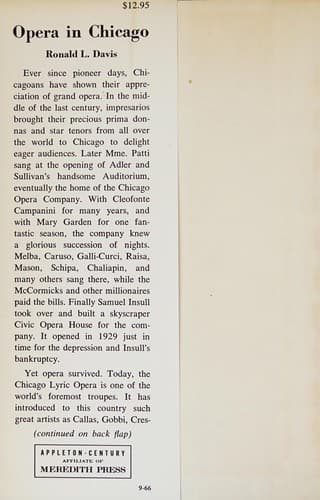 Cover of Opera in Chicago by Ronald L. Davis