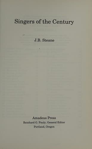Cover of Singers of the century by J. B. Steane