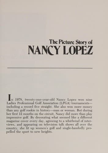 Cover of The picture story of Nancy Lopez by Betty Lou Phillips