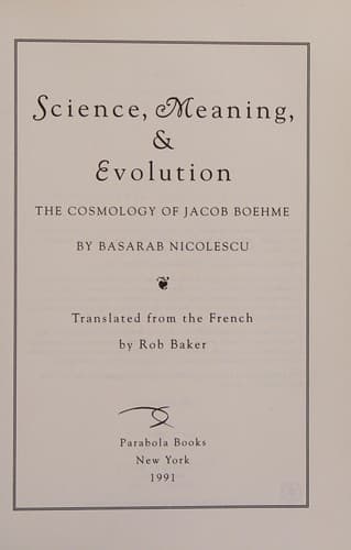 Cover of Science, Meaning, & Evolution by Basarab Nicolescu