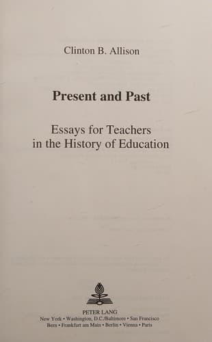 Cover of Present and past by Clinton B. Allison