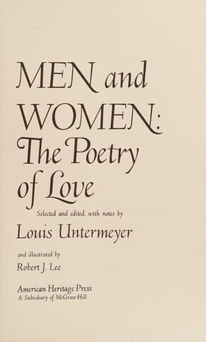 Cover of Men and women: the poetry of love by Louis Untermeyer