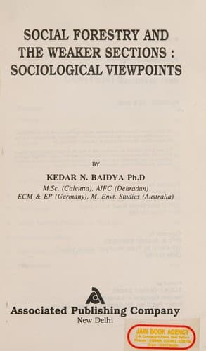 Cover of Social forestry and the weaker sections by Kedar N. Baidya