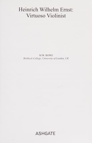 Cover of Heinrich Wilhelm Ernst by Mark W. Rowe