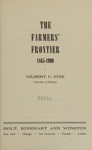 Cover of The farmers' frontier, 1865-1900 by Gilbert Courtland Fite