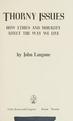 Cover of Thorny issues by Langone, John
