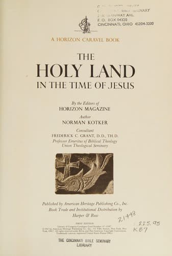 Cover of The Holy Land in the time of Jesus by Norman Kotker
