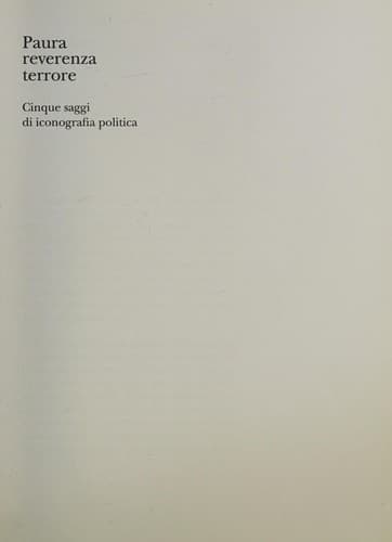 Cover of Paura, reverenza, terrore by Carlo Ginzburg