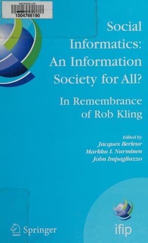 Cover of Social informatics by IFIP TC 9 International Conference on Human Choice and Computers (7th 2006 Maribor, Slovenia)