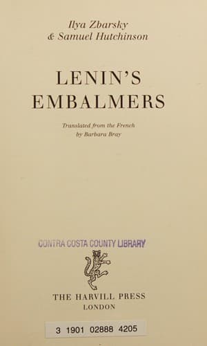 Cover of Lenin's embalmers by I. B Zbarskiĭ