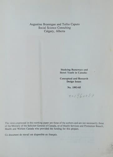 Cover of Studying runaways and street youth in Canada by Augustine Brannigan