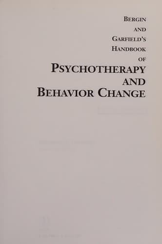 Cover of Bergin and Garfield's handbook of psychotherapy and behavior change by [name missing]