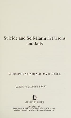 Cover of Suicide and self-harm in prisons and jails by Christine Tartaro