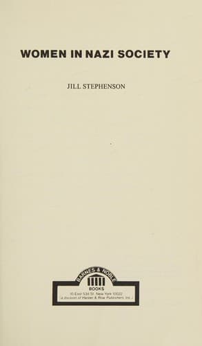Cover of Women in Nazi society by Jill Stephenson