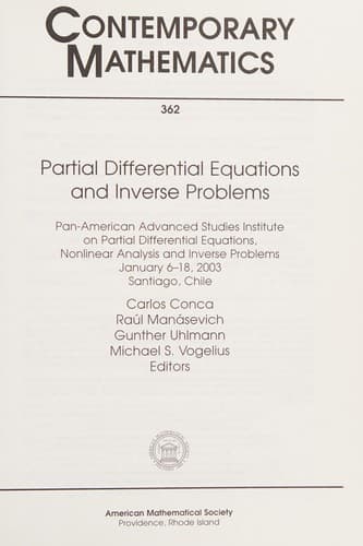Cover of Partial differential equations and inverse problems by Pan-American Advanced Studies Institute on Partial Differential Equations, Nonlinear Analysis and Inverse Problems (2003 Santiago, Chile)