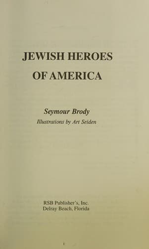 Cover of Jewish heroes of America by Seymour Brody
