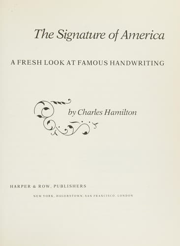 Cover of The signature of America by Charles Hamilton