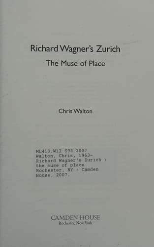 Cover of Richard Wagner's Zurich by Chris Walton